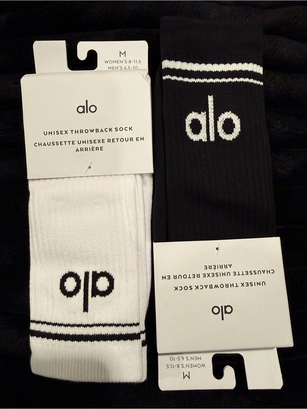 ALO Yoga Retro Stripe Athletic Socks - Black & White